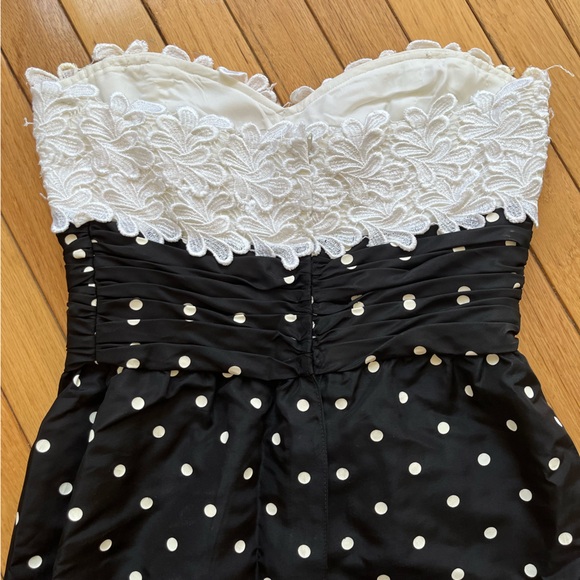 Carol Mignon | Black and White Polkadot Strapless Dress Sz S - Picture 4 of 9
